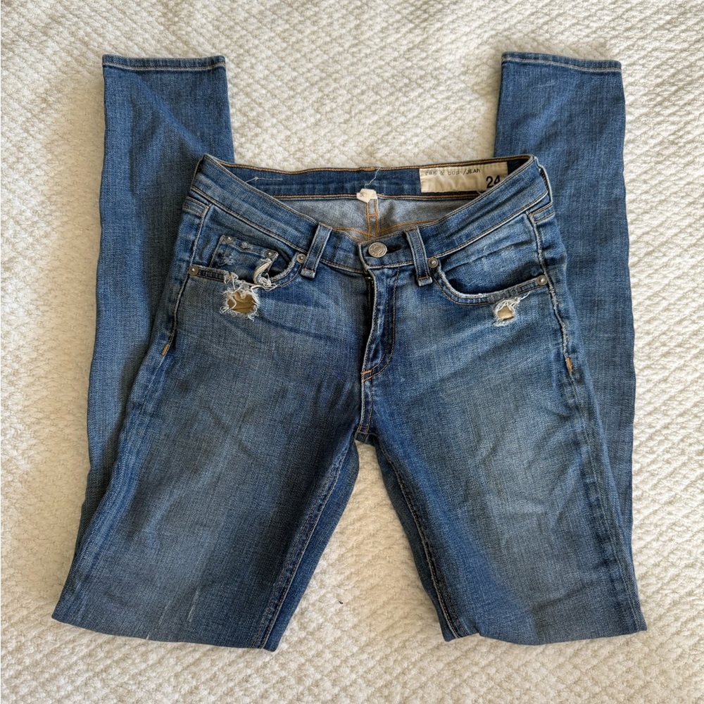 Rag & Bone Blue Skinny Jeans with Tapered Legs